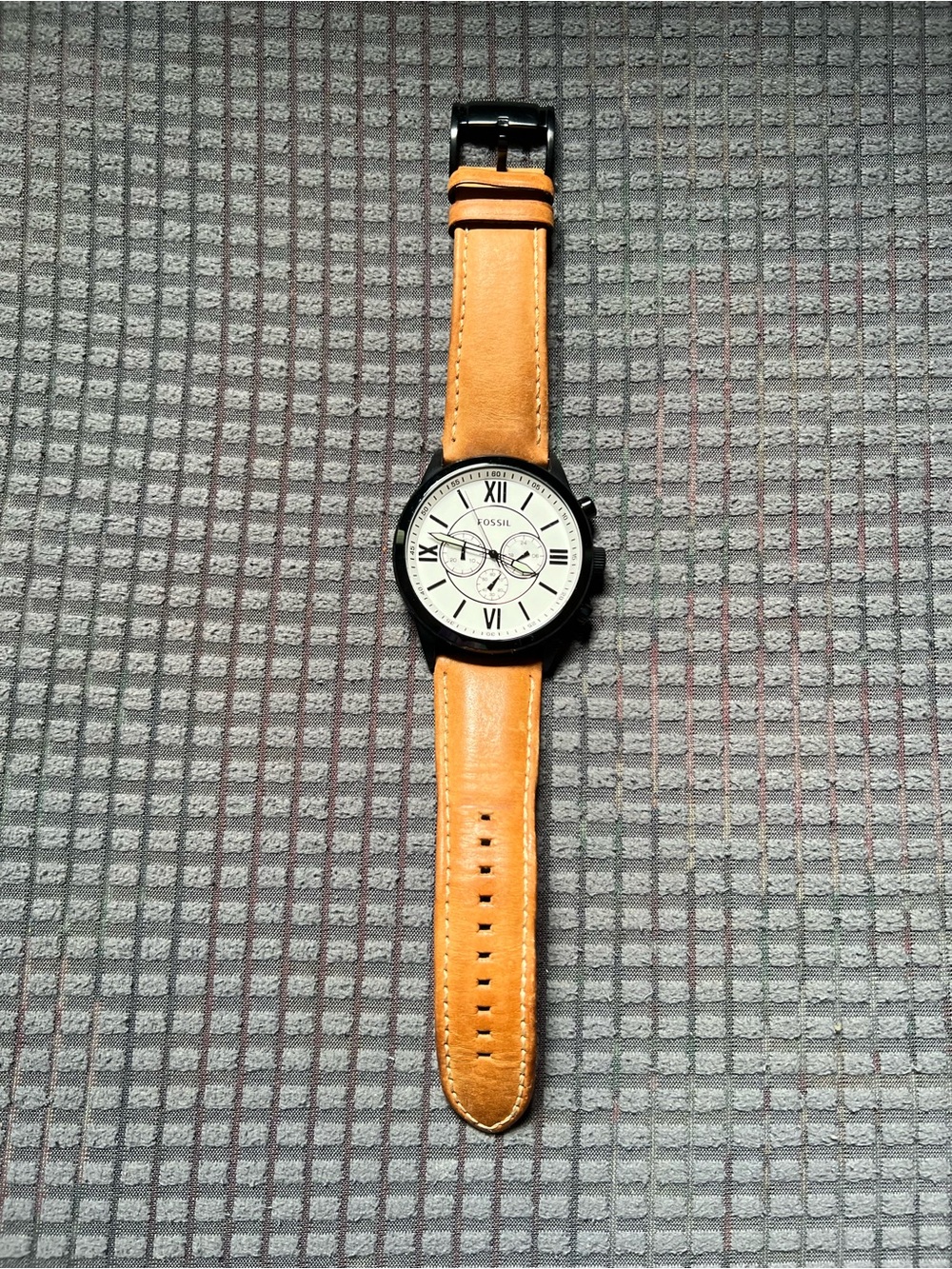 Fossil Men’s Watch with Tan Leather Strap and White Dial